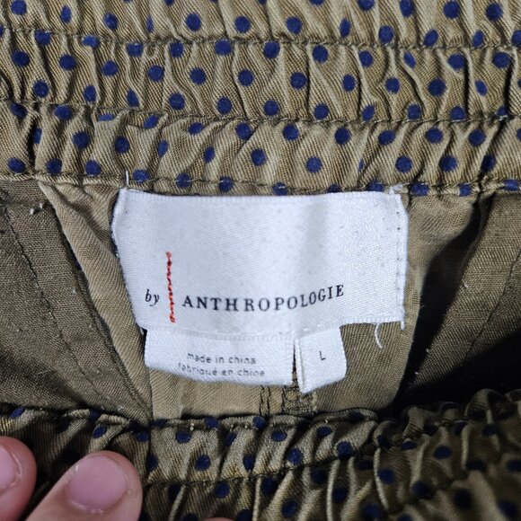 By Anthropologie Polka dot Army Green Jogger Pants Size L - Picture 3 of 10